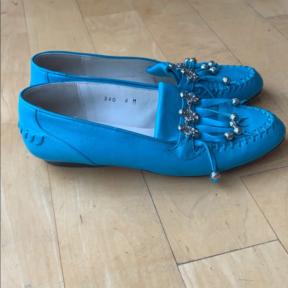 DONALD J PLINER Vintage Teal Loafer with Silver Charms - Picture 4 of 9